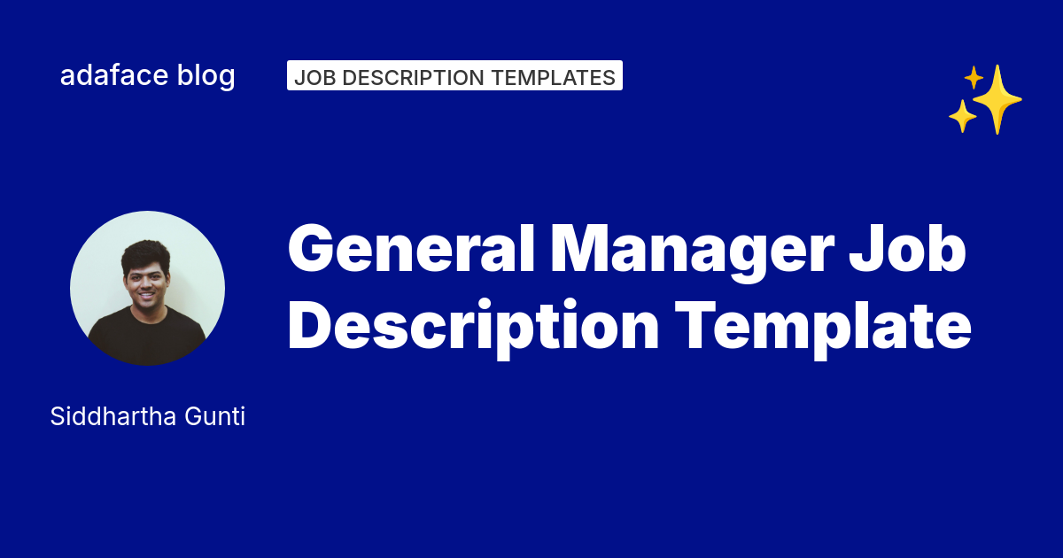 General Manager Job Description Template Adaface